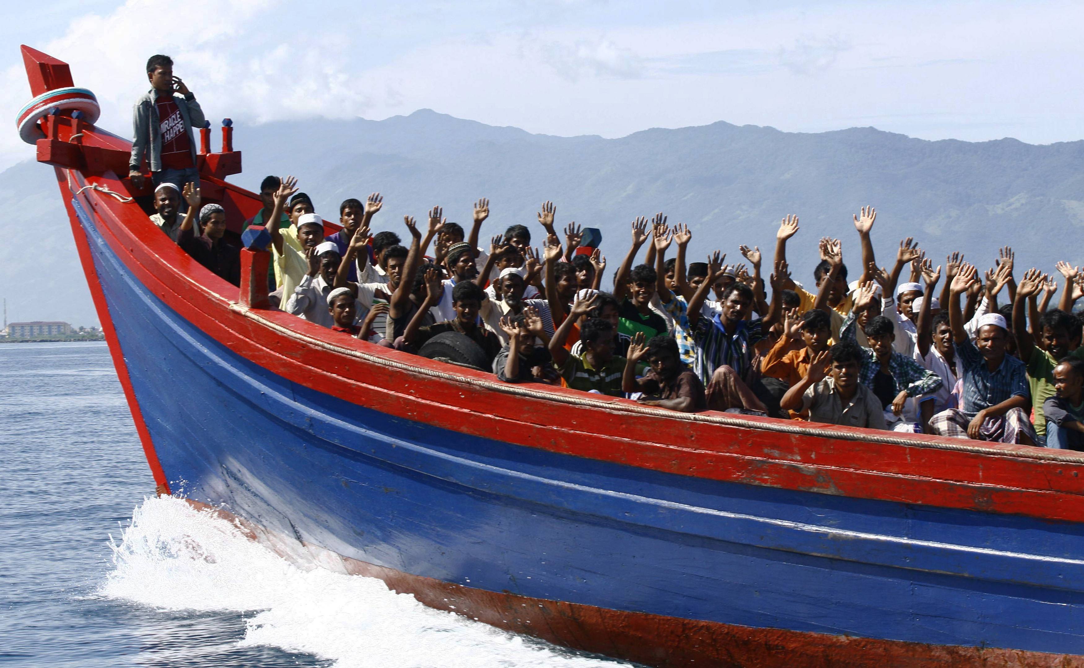 A boat with Rohingya migrants.